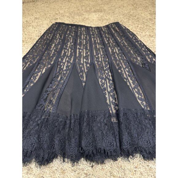 ANN TAYLOR LOFT Black Lacey Skirt Mermaid Gadet Gothic Grunge Chic Classic Sz 4 - Picture 7 of 8